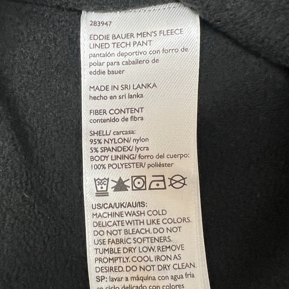 Eddie Bauer Fleece Lined 2 Way Stretch Tech Pants Water Repel Blue Mens 34 x 30 - Picture 8 of 8